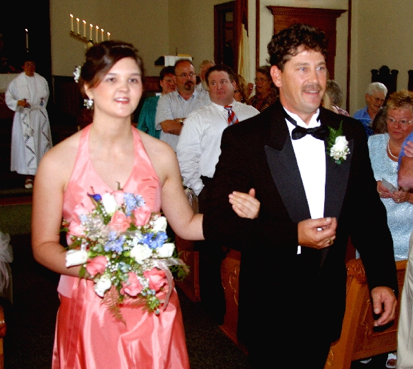 Meg leaves the altar