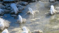 Frost buildup from the steam